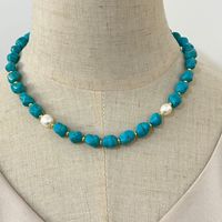 Collier pendentif vintage en cuivre turquoise en forme de boule avec diamant, nouvelle chaîne créative pour femme