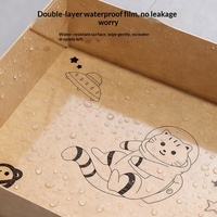 Bac à litière pour chat portable, jetable, pliable, double couche, anti-fuite, imprimé dessin animé, pour voyage en extérieur