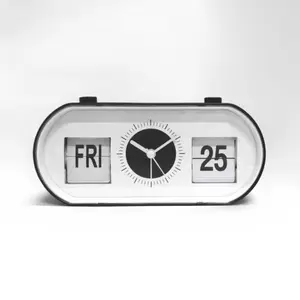 Bahan ABS Flip-Tanggal Retro Jam Alarm dengan Kalender