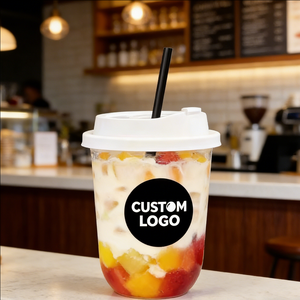 Gobelets en plastique rigide transparent avec couvercle et paille pour desserts, 16oz, 12oz, 30oz – Gobelets en plastique de 16oz pour desserts - Product Image 4