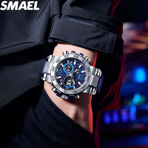 SMAEL 8106 Men's Sport Analog-Digital Quartz Watch with 5BAR Waterproof Chronograph <b>Alarm</b> <b>Stop</b> Watch Luminous PU Strap - Product Image 5
