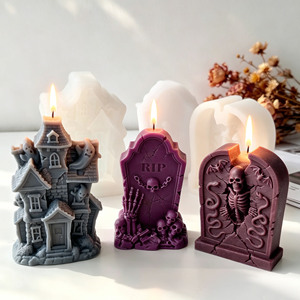 Moule <span class=keywords><strong>en</strong></span> silicone HY pour bougie <span class=keywords><strong>en</strong></span> forme <span class=keywords><strong>de</strong></span> pierre tombale d'Halloween, maison hantée, crâne RIP, pour bougies, savons, résines, plâtres, décoration <span class=keywords><strong>de</strong></span> festival - Product Image 1