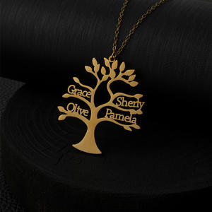 Collana Personalizzata con Ciondolo Albero della Vita in Acciaio Inox Placcato Oro 18K, Regalo per Coppie e Famiglia - Product Image 5