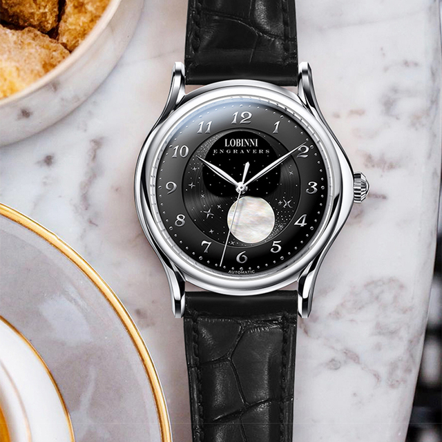 2020 Most Popular Moon Phase Automatic Watches Men LOBINNI Accept Custom Brand Watch Automatic Movement Watch