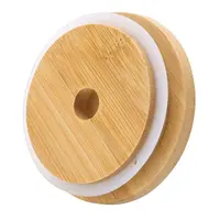 Бамбуковая Крышка для банка с отверстием для соломы, крышка из бамбуковой соломы (обычное горлышко)