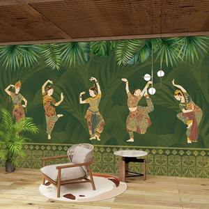 Phong cách dân tộc nhảy múa cô gái trang trí bức tranh tường Thái spa <span class=keywords><strong>massage</strong></span> Câu lạc bộ tường bao gồm khách sạn B & B hình nền - Product Image 1