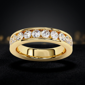 Bague de fiançailles de luxe classique pour femme, plaquée or 14 carats, avec diamant de laboratoire sombre fantaisie certifié IGI, taille brillant, JURA JEWEL - Product Image 1