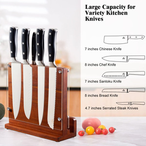 Acacia legno doppio lato coltello da cucina organizzatore universale magnetico coltello acrilico scudo parete include <span class=keywords><strong>Roll</strong></span> Bag - Product Image 3