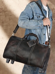 2025 Retro Leather Travel <strong>Bag</strong> Outdoor Cowhide Trolley Luggage <strong>Bag</strong> Oil Leather Portable Luggage <strong>Bag</strong> for Men - Product Image 2