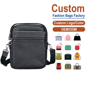 Sleek Smooth Genuine Leather Fashion <b>Mens</b> Crossbody <b>Bag</b> Striped Multi-Zip Compartments Adjustable Strap Durable Summer - Product Image 1