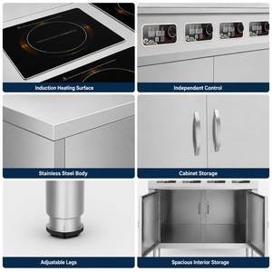 Cuisinière à induction électrique de type armoire commerciale, 4 brûleurs, en acier inoxydable, sans flamme nue, pour cuisine de restaurant - Product Image 2