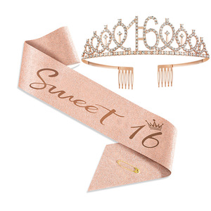Set Corona e Fascia Yili per <span class=keywords><strong>Compleanno</strong></span>, 10°, 16°, 18°, 30°, 40°, 50°, 80°, Decorazioni per Feste di <span class=keywords><strong>Compleanno</strong></span> per Ragazze - Product Image 4