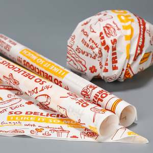 Papel Sandwich Biodegradable de 16GSM con Logotipo Personalizado, Antigrasa, para Envolver Alimentos como Shawarma, Hamburguesas, Pan y Otros Alimentos, Sin Recubrimiento - Product Image 1