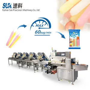 Suk thiết kế mới ngang Ice Lolly dòng chảy đa kênh Popsicle máy đóng gói