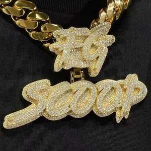 Colgante de moissanita personalizado estilo hip hop para hombre, diseño con letra y nombre personalizados, plata de ley 925 chapada en oro, joyería de lujo. - Product Image 5