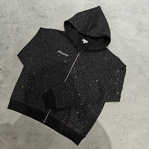 Thiết Kế Thương Hiệu Của Bạn Logo Thời Trang Đường Phố 100% Cotton Pháp Terry Nặng Zip up Rhinestone Áo Tùy Chỉnh - Product Image 1