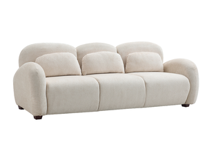 <b>Modern</b> Convertible 3 Seater Boucle Fabric <b>Sofa</b> <b>Bed</b> Set with 3 Pillows for Bedroom Office Apartment Beige - Product Image 3