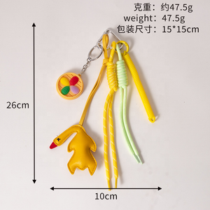 Creative and Cute Eco-Friendly Durable Y2K Leather Duck Keychain Pendant Food Weaving <b>Rope</b> Bag 2026 Wholesale - Product Image 5