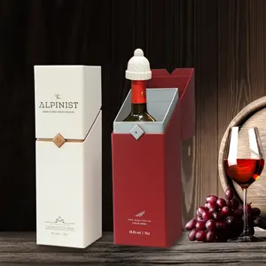 Caja individual para vinos champagne, cartón magnético rojo, una botella de papel, embalaje de regalo, caja de vino