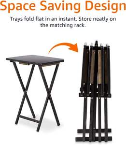 <span class=keywords><strong>Para</strong></span> <span class=keywords><strong>Amazon</strong></span> Basics, <span class=keywords><strong>TV</strong></span> portátil, cena, paquete de 4, bandeja plegable de madera Rectangular, estante de almacenamiento, mesa de café <span class=keywords><strong>para</strong></span> vivir, 15 "X - Product Image 6