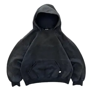 ייצור לוגו מותאם אישית שמש דהוי zip עד hoodie וינטג 100% כותנה ריק סווטשירט ללא חוט גברים חומצה