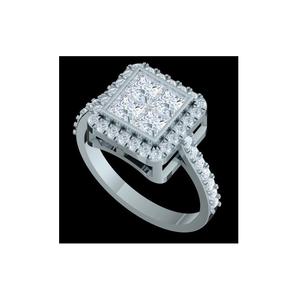 Simple Halo Pave Setting Vintage Compromiso Princesa Corte Lab Grown Diamond Gold Boda Aniversario Regalo Tu esposa Uso diario - Product Image 1