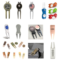 Outil de réparation de divots de golf avec marqueur de balle magnétique, fourche à divots métallique à 2 dents, manche personnalisable, outils vierges pour gravure