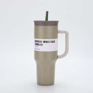 Private Label Large Capacity Vacuum Tumbler, Stainless Steel Car Cup with Handle and Custom Color Pattern - Product Image 4