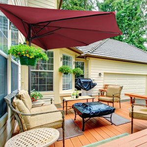 10ft Patio <span class=keywords><strong>Demi</strong></span> Parapluies Off-the-wall Pare-Soleil Coupe-Vent Marché En Acier <span class=keywords><strong>Demi</strong></span>-Rond Parasols Extérieurs Avec Manivelle Pour Mur <span class=keywords><strong>Balcon</strong></span> - Product Image 5