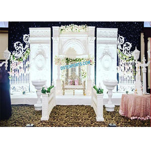 Décor de scène du Grand mariage victorien blanc, décor de réception FRP de mariage royale, élégante scène victorienne - Product Image 1