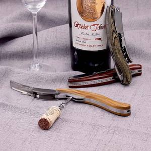 Ensemble <span class=keywords><strong>d</strong></span>'ouvre-bouteille de vin multifonctionnel <span class=keywords><strong>en</strong></span> acier inoxydable 420 personnalisé, style classique, <span class=keywords><strong>tire</strong></span>-<span class=keywords><strong>bouchon</strong></span>, coupe-capsule, manche <span class=keywords><strong>en</strong></span> <span class=keywords><strong>bois</strong></span> <span class=keywords><strong>d</strong></span>'<span class=keywords><strong>olivier</strong></span> - Product Image 3