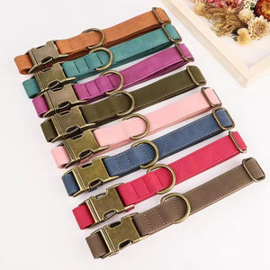 Collier pour chien en cuir véritable souple marron rose, robuste, réglable, vide, OEM, avec boucle métallique à dégagement rapide - Product Image 2