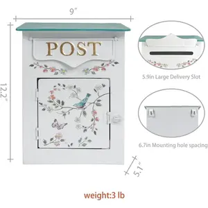 Buzones de montaje en pared para exterior <span class=keywords><strong>Vintage</strong></span> buzones de correo para casa caja de gota de Metal estilo antiguo encanto nostálgico hogar decorativo blanco - Product Image 2