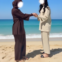 Ensemble de maillot de bain Burkini Willson pour l'été, ensemble 3 pièces, vêtements de plage, tenue modeste musulmane, haut à manches doubles pour toutes les saisons