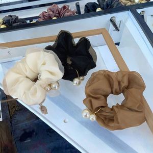 Wholesale Fashion Women's Fabric Mesh Elastic Bands & Scrunchies Hair Band With Pearls - Product Image 2