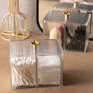 Transparent Cotton Swab Organizer <b>With</b> <b>Lid</b> Multifunctional Makeup Storage <b>Box</b> For Desktop Use - Product Image 4