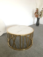 Ensemble de table basse dorée ronde en céramique, style marbre, en or, de luxe, table d'angle, C30,