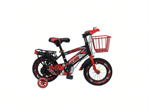 Bicicletta per bambini da 14 pollici con rotelle e cestino per bambini dai 5 ai 7 anni, telaio in metallo - Product Image 1