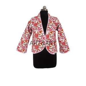 Veste matelassée réversible en coton pour femme Fermeture à boutons à imprimé floral rétro Respirant et élégant avec décoration à rivets - Product Image 3