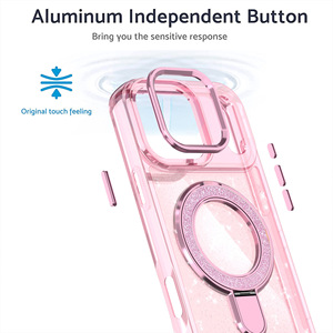 เคสสำหรับ iPhone 17 Pro Max แบบมีกลิตเตอร์เคลือบเงา พร้อมขาตั้งกันกระแทก รุ่น 17 ขาตั้งแบบซ่อน - Product Image 3