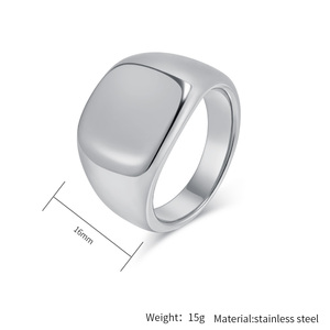 Trendy <strong>Black</strong> Gold Square Geometric <strong>Ring</strong> for Men High-Polished <strong>Titanium</strong> Steel Rhodium Plated Stainless Steel for Parties - Product Image 2