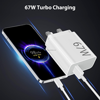 Chargeur rapide 67W, prise UK 3 broches pour Xiaomi MDY-12-EG, charge turbo avec câble USB 6A, adaptateur secteur USB 67W pour Xiaomi