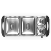 Chauffe-Plats et Réchaud de Buffet pour Usage Domestique, Chaleur Réglable, Idéal pour les Fêtes, les Vacances et les Réceptions, Quatre Compartiments de 2,5 Quart, Modèle Proctor Silex
