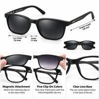 Lunettes de soleil magnétiques 5 en 1 à clipser, unisexes, polarisées UV400, monture de lunettes de vue, ensemble de verres interchangeables