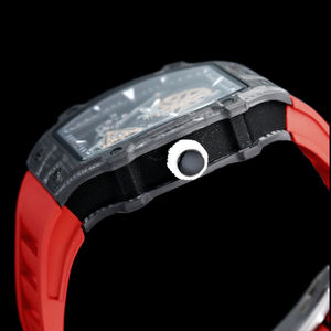 2026 New Best Grade Light Blue Comfortable Rubber Strap Skeleton Watch Men's Automatic Mechanical Carbon Case Luxury <b>Wristwatch</b> - Product Image 4