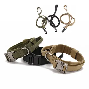 Ensemble collier et laisse pour chien rembourré en néoprène collier tactique de luxe en nylon personnalisé pour animaux de compagnie personnalisé respirant en gros