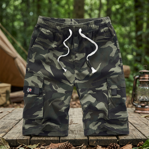 Custom Logo OEM Service Men's Multicolor Tactical Cargo Casual Shorts Mid Waist Drawstring Closure Breathable Waterproof Canvas - Product Image 2