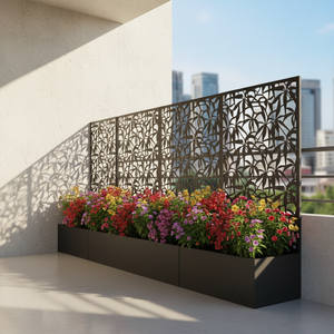 Jardinera Metálica Decorativa con Rejilla, Galvanizada/Aluminio, Pantalla <span class=keywords><strong>de</strong></span> Privacidad Cortada con Láser, Orificio <span class=keywords><strong>de</strong></span> Drenaje, Ecológica, para Hogar y Jardín - Product Image 5