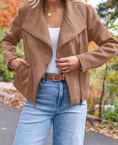 Veste en simili cuir pour femme, manteau court à devant ouvert pour l'automne, l'hiver et le printemps, style cardigan - Product Image 3