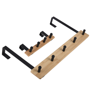<span class=keywords><strong>Porte</strong></span>-<span class=keywords><strong>manteau</strong></span> en bois pour serviettes, <span class=keywords><strong>étagère</strong></span> <span class=keywords><strong>murale</strong></span> en acier inoxydable, crochet coulissant, 5 crochets - Product Image 6